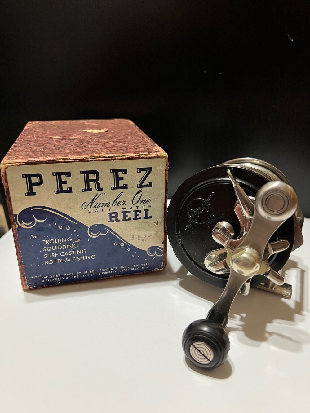 PEREZ No. 1 Surf Reel Monel Steel & Hard Rubber Size 2/0 Freespool with  Original Box Circa -1925 — VINTAGE FISHING REELS