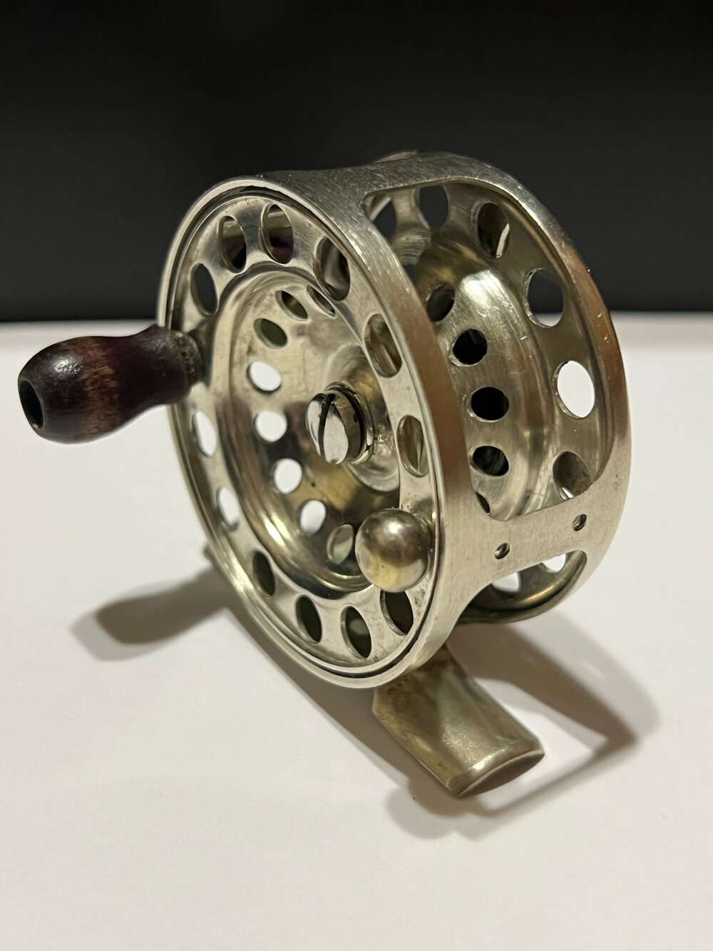 FROSTCO German Silver 80 Yard Reversible Perforated Fly Reel Rochester N.Y.  Circa-1915 — VINTAGE FISHING REELS