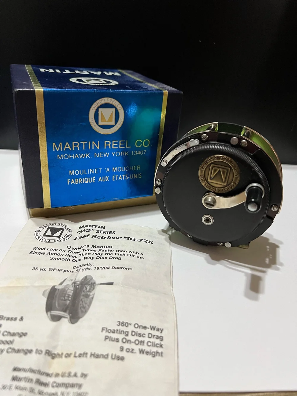 Martin MG-72 Fly fishing Reel with Original Box & Manual Mohawk