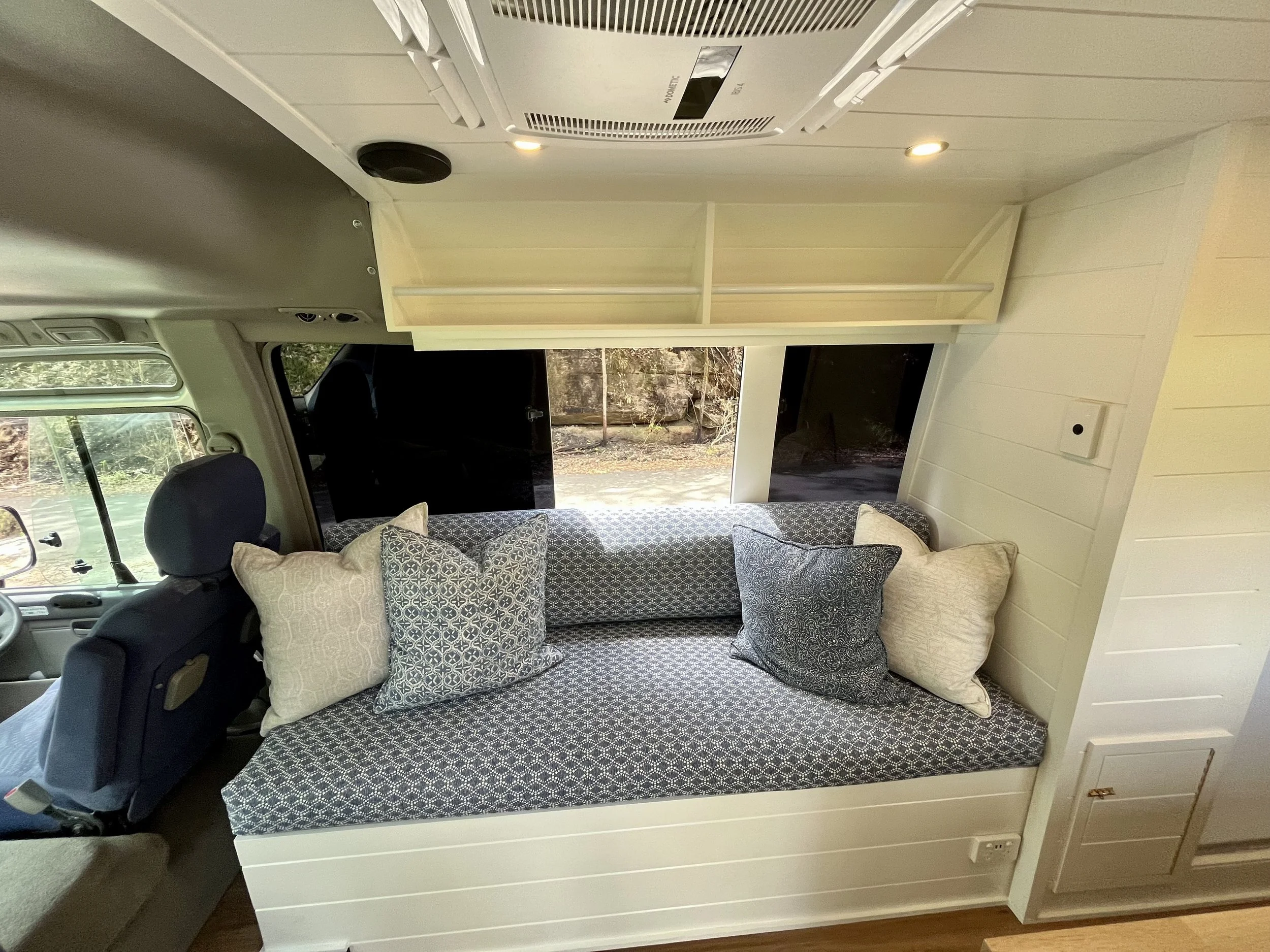 Toyota coaster conversion couch view