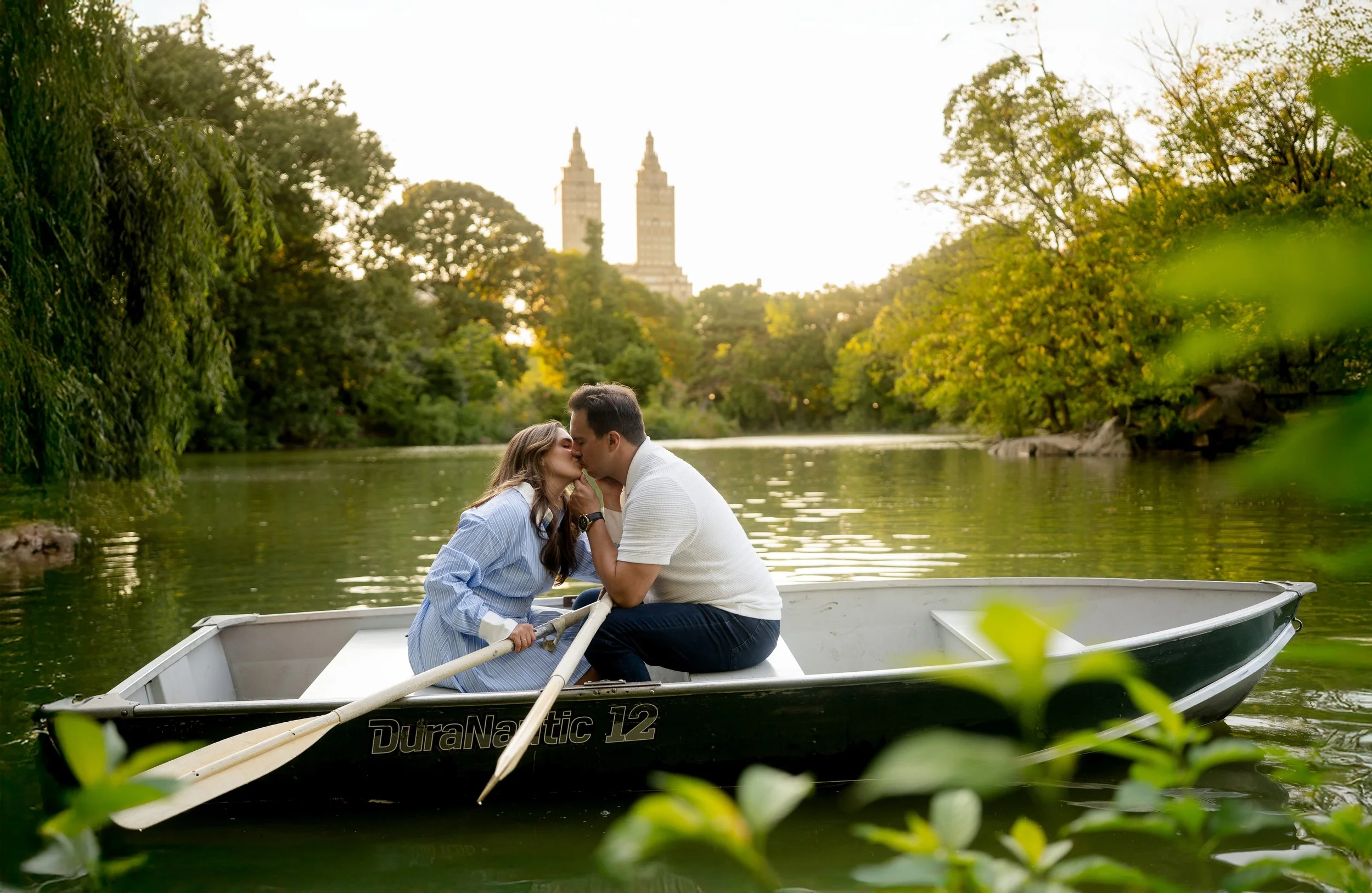 NYC Engagement Session in the row boats Central Park