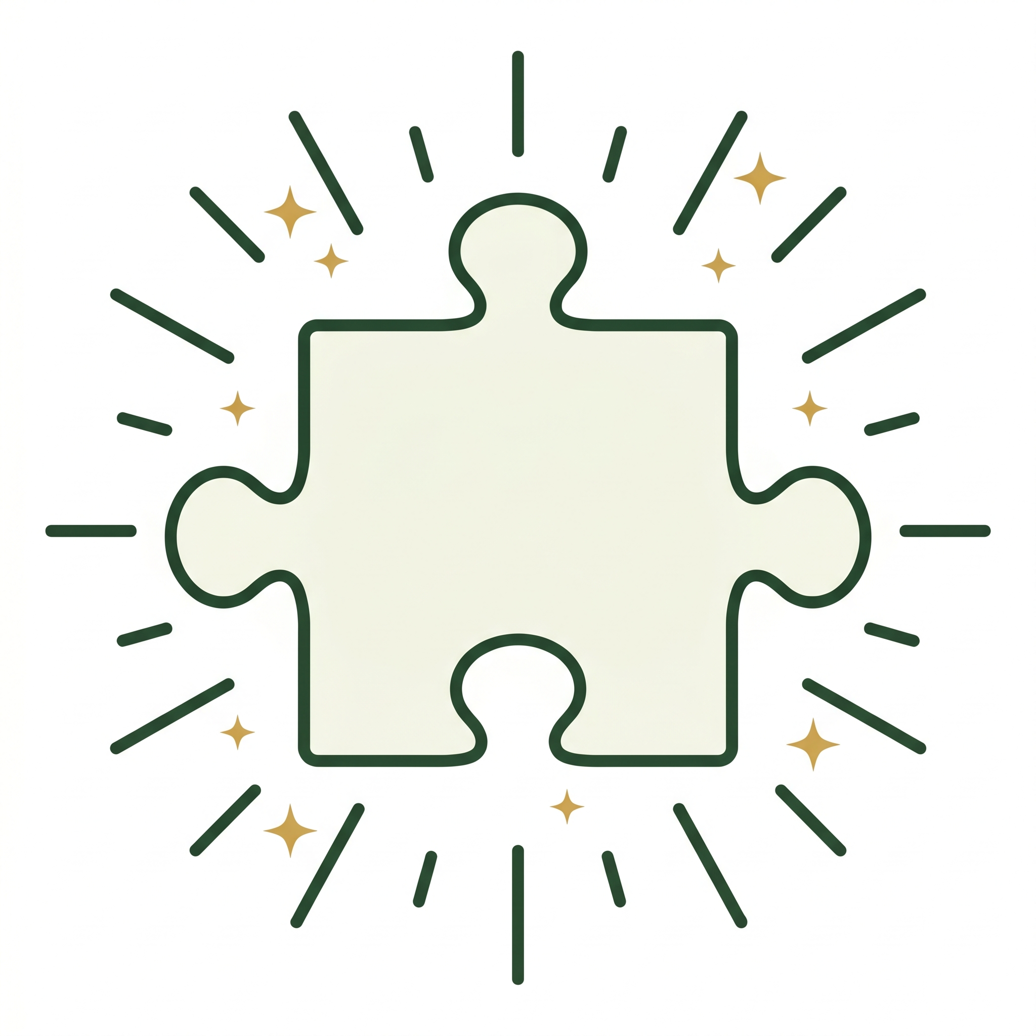 A minimalist digital illustration of a person's outline with an illuminated light bulb above the head, radiating lines and small star shapes around it, symbolizing an idea or inspiration.