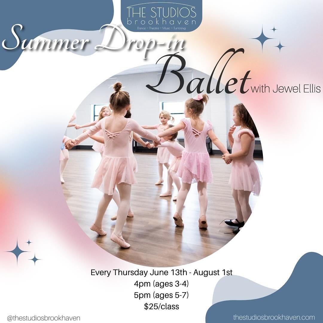 Have free time this summer? Come take ballet class with the FLOWERINA! I will be teaching beginner ballet drop-in&rsquo;s EVERY THURSDAY starting June 13th. 🥳

This class will be drop-in style for your best summer! 

CONTACT @thestudiosbrookhaven FO
