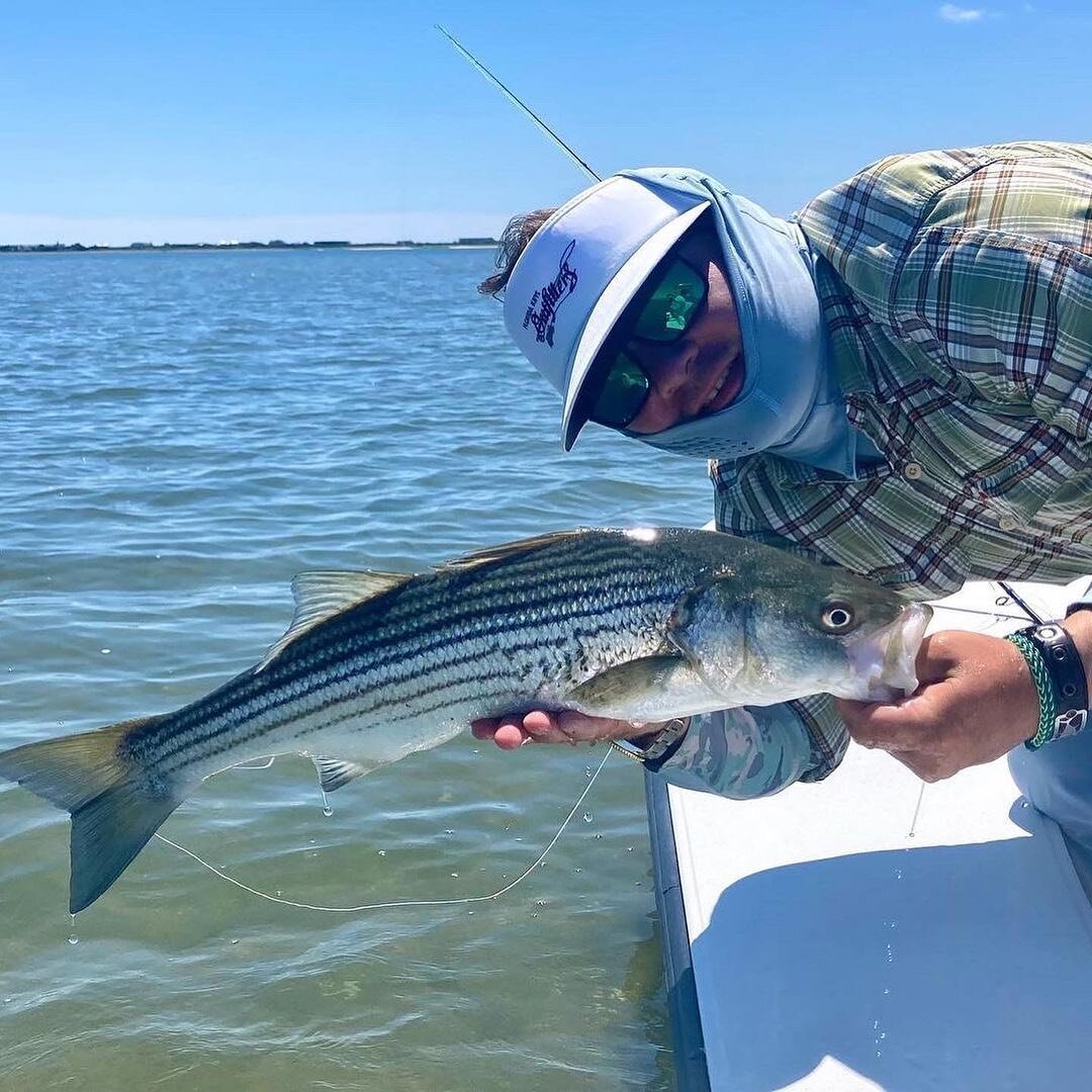 Repost from @davidblinken
&bull;
Yesterday was a @mastersofthefly day out here on the East End with @finandfly @tkos5250 and yours truly.
Here we are each releasing a bass.
It was a perfect sight fishing day with blue skies clear water and light wind