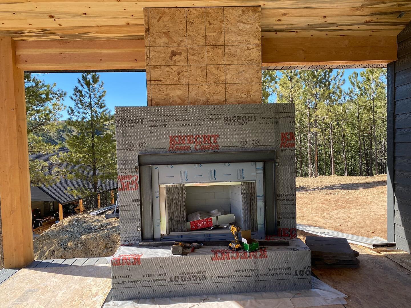 At the @fremontcustomhomes we&rsquo;re adding more metal features to the outdoor fireplace. Using 5&rdquo; channel iron to outline the fireplace. Then we will be adding metal to the top portion. Stay tuned for the completion of this project. Contact 