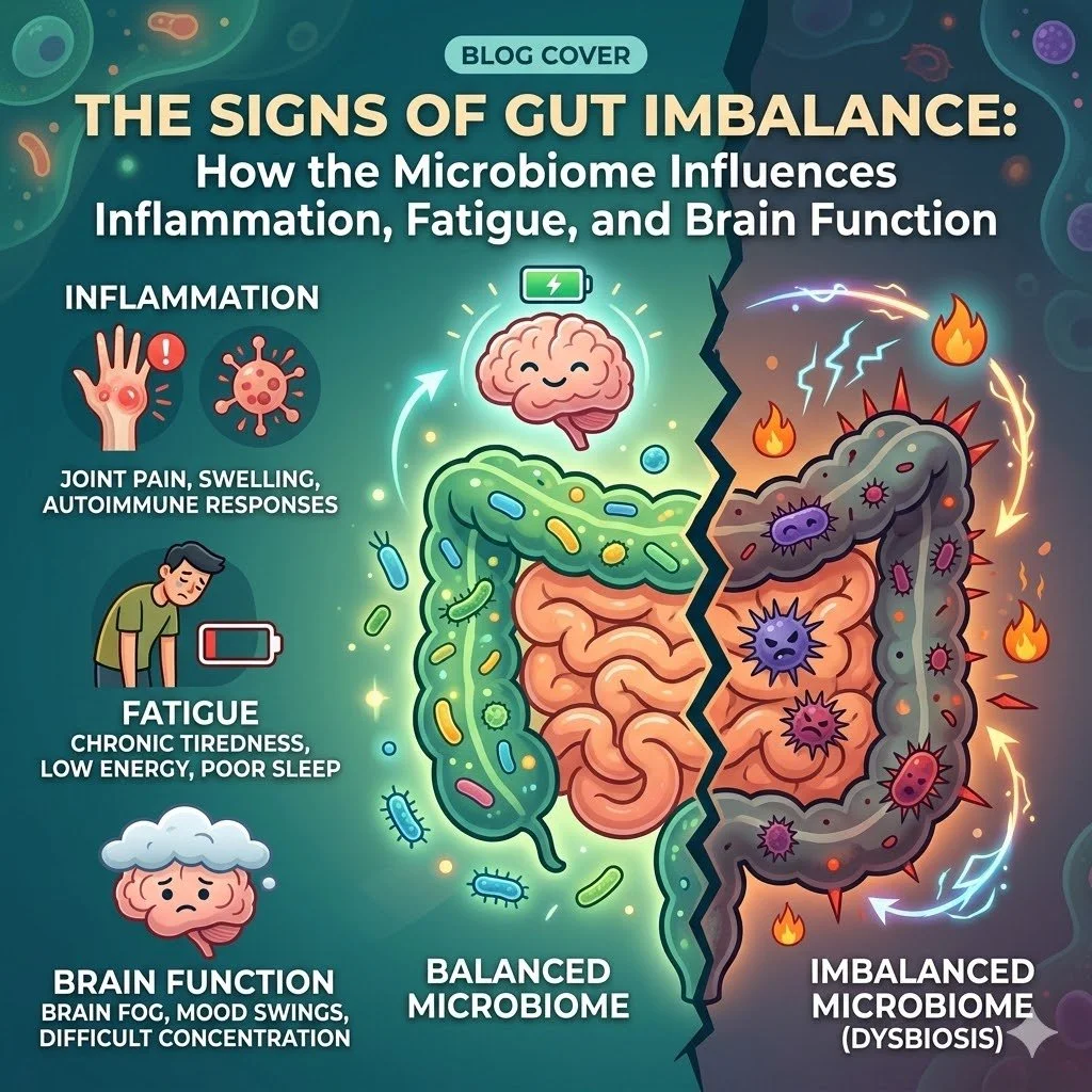 The Signs of Gut Imbalance: How the Microbiome Influences Inflammation, Fatigue, and Brain Function