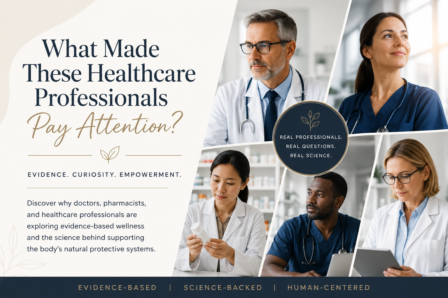 Healthcare Professionals from various medical backgrounds discussing evidence based wellness and  scientific research