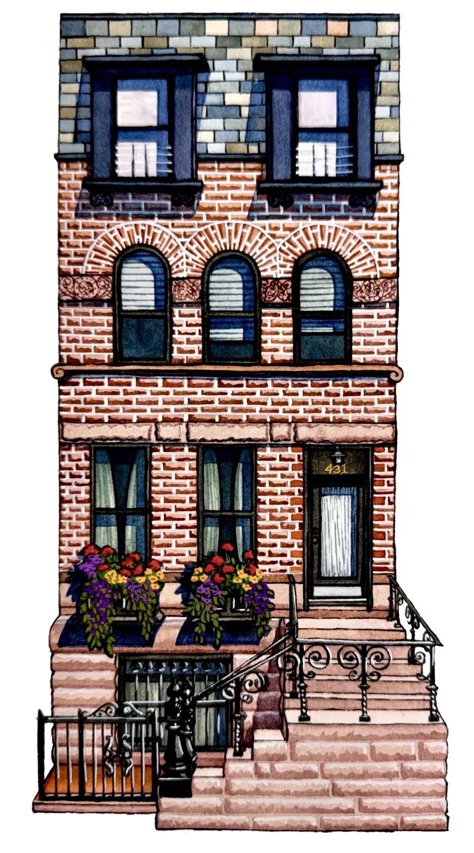 House Portrait from Park Slope, Brooklyn, New York