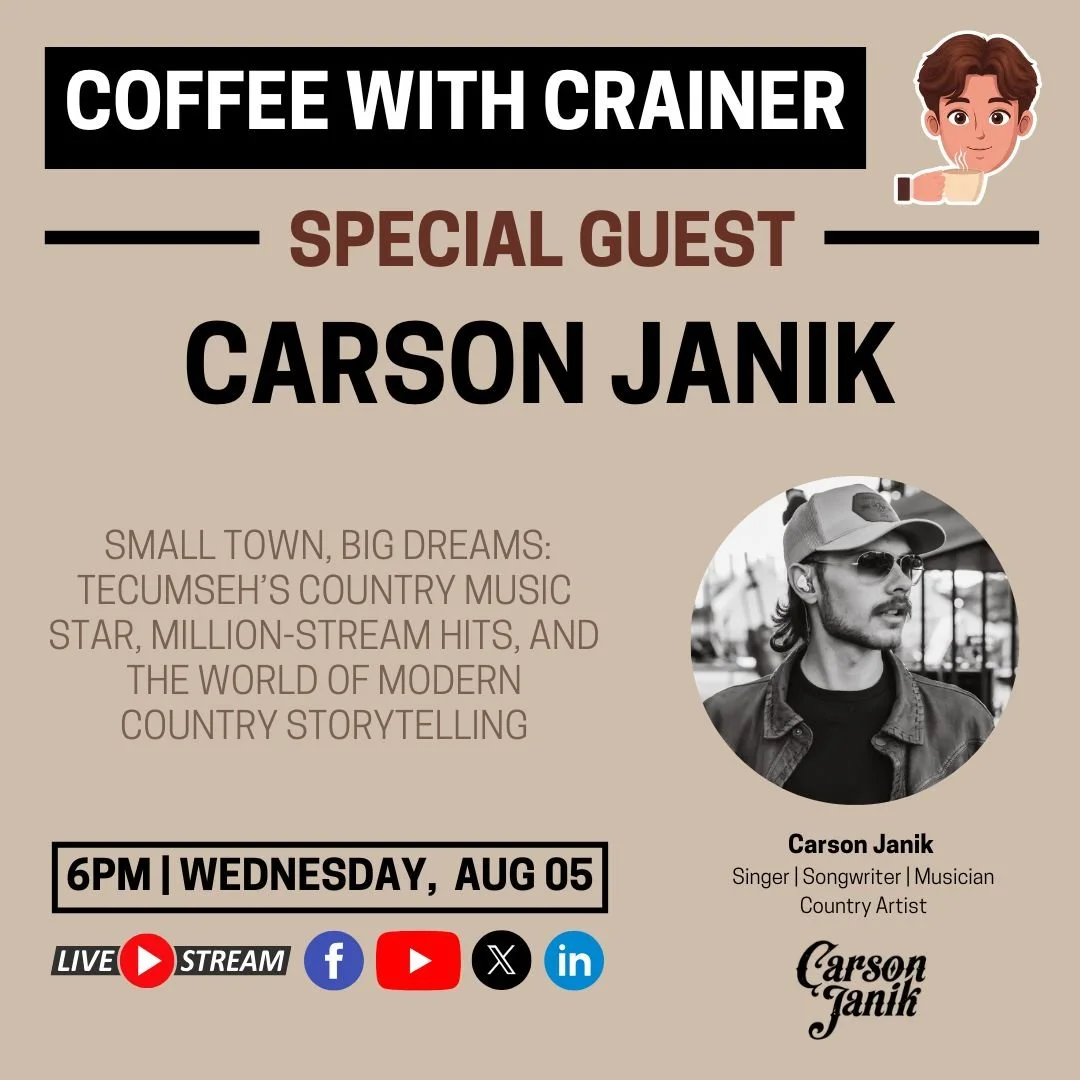 Episode 221: Small Town, Big Dreams: Tecumseh’s Country Music Star, Million-Stream Hits, and the World of Modern Country Storytelling — Live with Carson Janik
