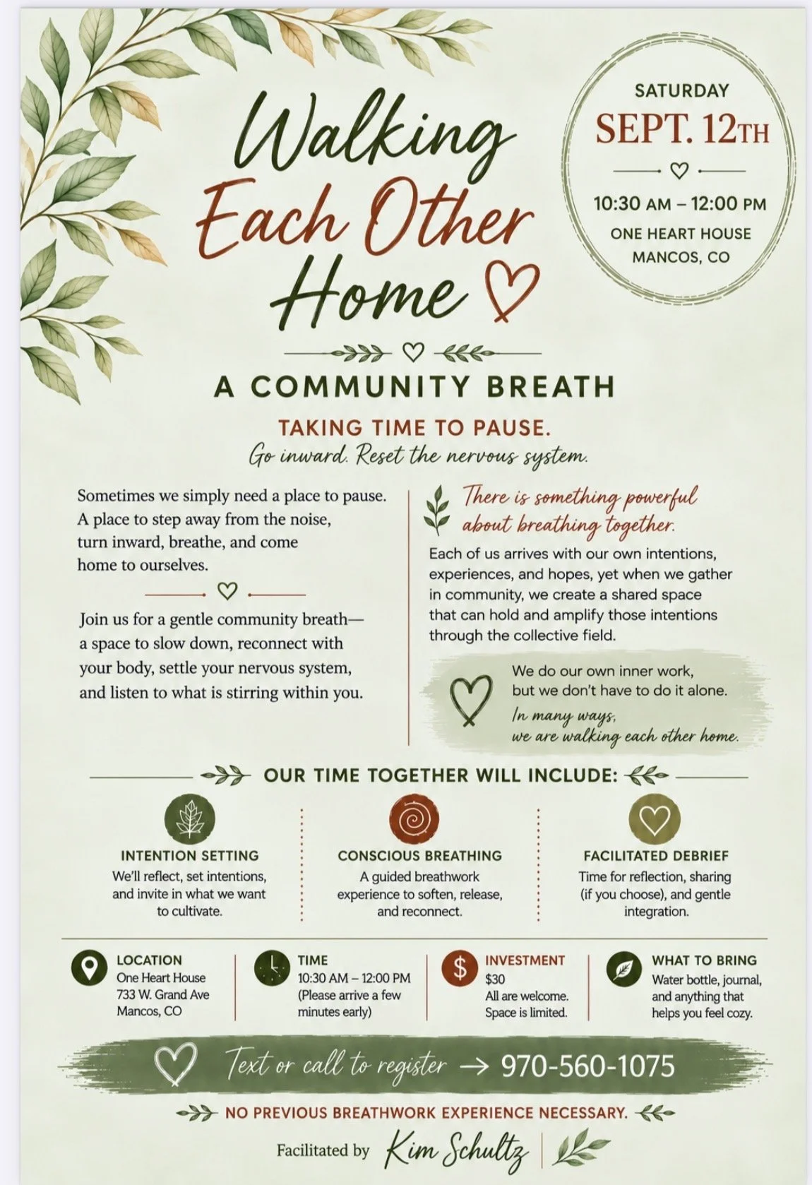 Walking Each Other Home: A Community Breathe Led by Kim Schultz