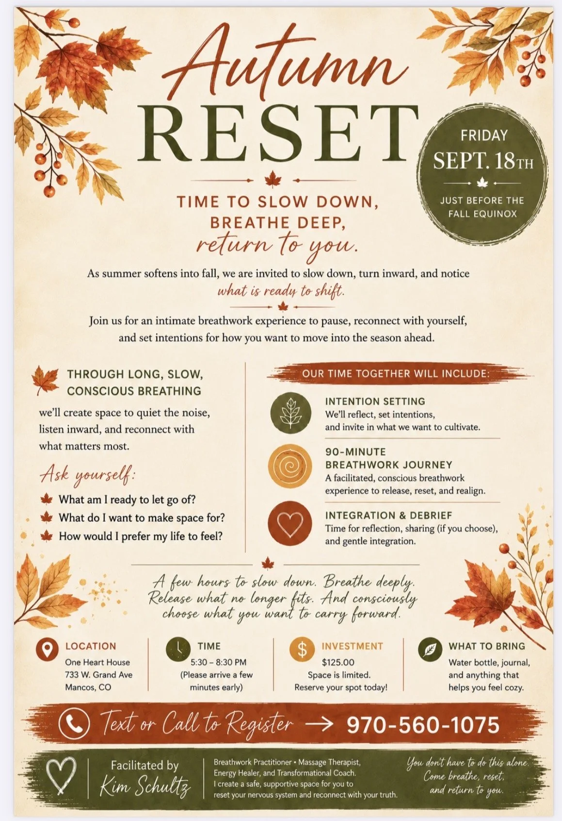 Autumn Reset: A Breathwork Experience Led by Kim Schultz