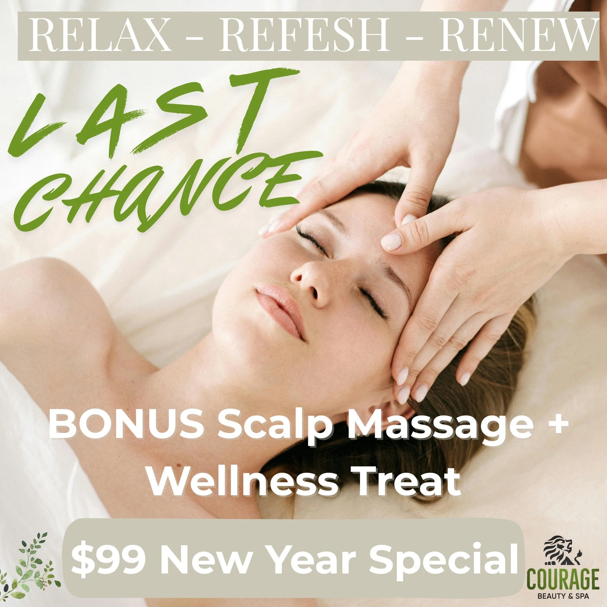 ENDS TONIGHT! Gift vouchers available - Don't miss out
🌿 New Year, Renew You! 🌿
Treat yourself to 2 hours of pure indulgence with our New Year Renew package:
✨ 60 min relaxation massage to melt away tension and restore calm
✨ Your choice from our 6