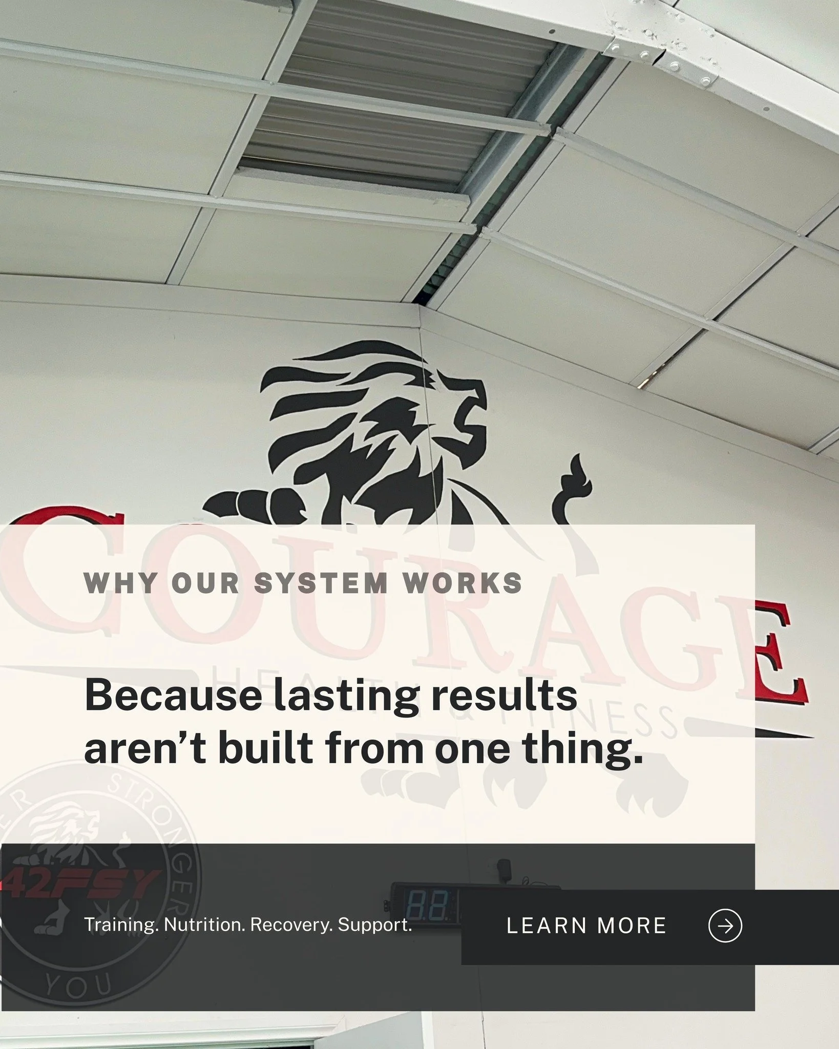 Lasting results don&rsquo;t come from one hard workout or one strict meal plan.

They come from having the right support, at the right time, all under one roof.

Structured training.
Realistic nutrition.
Recovery that keeps you going.
Allied health w