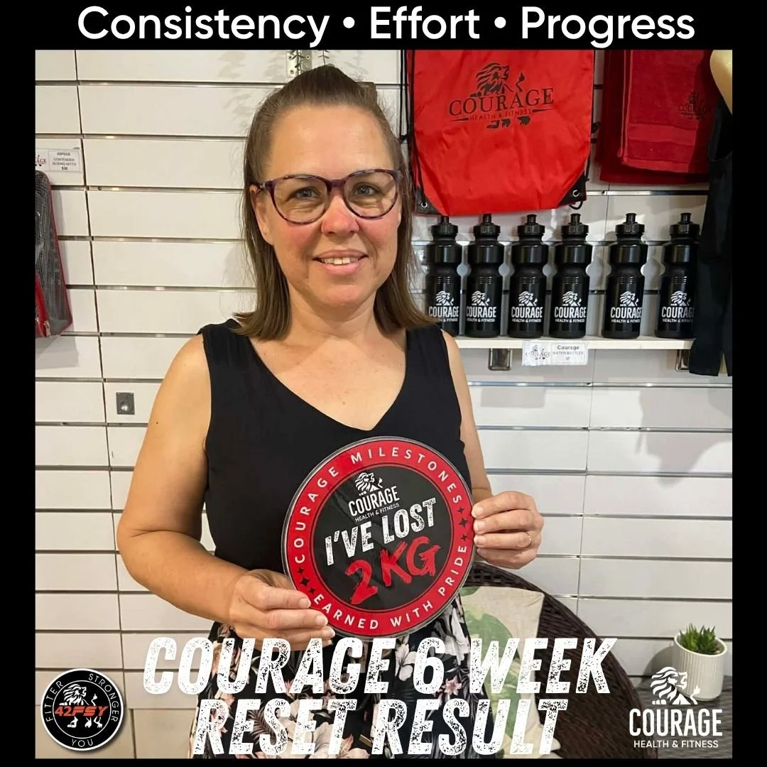 Another 2kg down⬇️, that's a total of 18kg of Body Fat Julie-Anne has dropped since joining Courage 😱

During the last 8 months and our recent 6 Week Reset Challenge, Jules has shown what consistent effort, small daily habits and the right support c