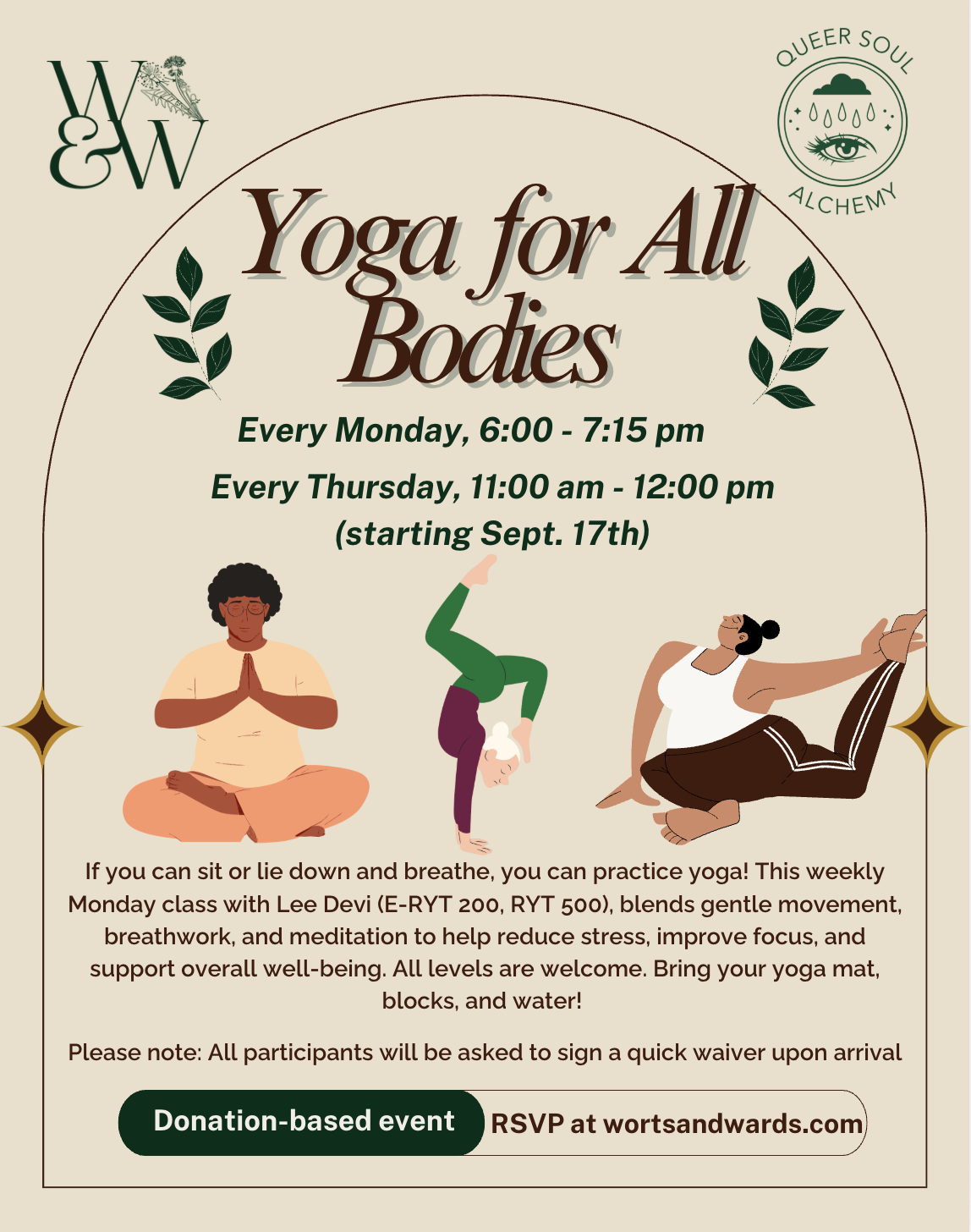 Thursday + Monday Yoga at Worts &amp; Wards