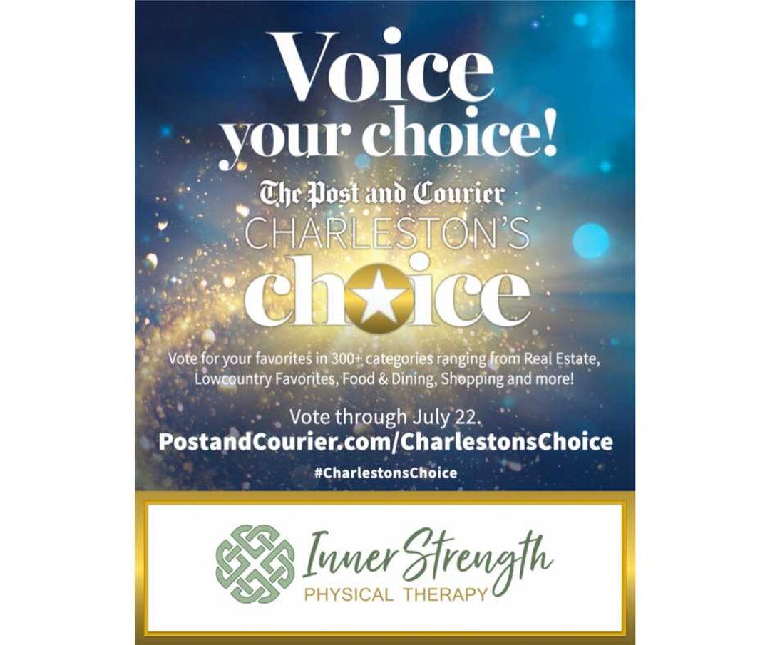 🙏 Beyond grateful for those who nominated Inner Strength Physical Therapy for @postandcourier's Charleston's Choice for Physical Therapy.

⭐ Voting is now open! (link in bio) http://pnccontests.secondstreetapp.com/ChasChoice_2021/gallery?group=38520