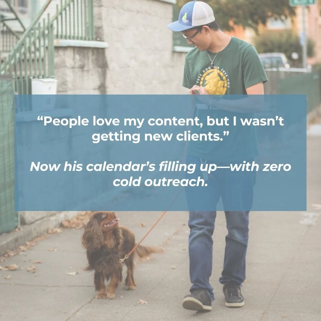 Meet Kanine Freedom, a dog trainer helping people build real freedom with their dogs—through trust, structure, and consistency.
He had a great presence on social media and a solid website. But it wasn’t bringing in new clients. His visib