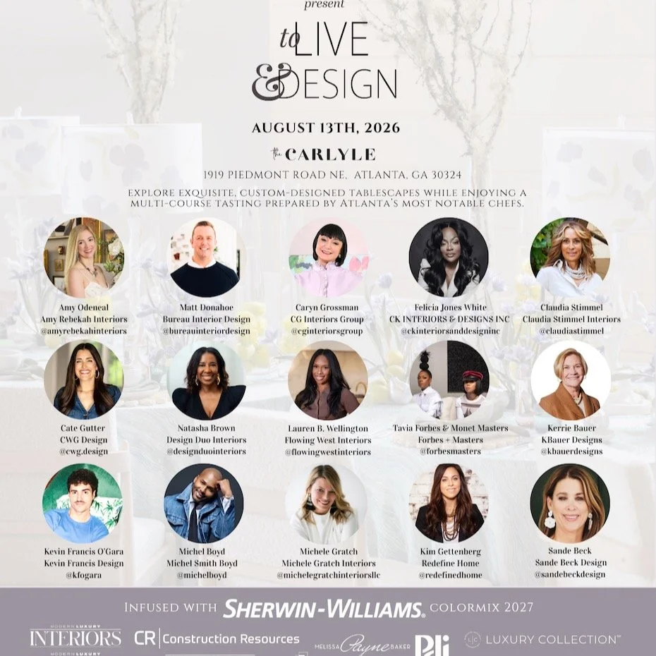 We're thrilled to be one of the featured designers for To Live and Design, where exceptional design meets elevated dining. 

Organized by ADAC and Modern Luxury, To Live and Design brings together the Southeast&rsquo;s top design talent and Atlanta&r