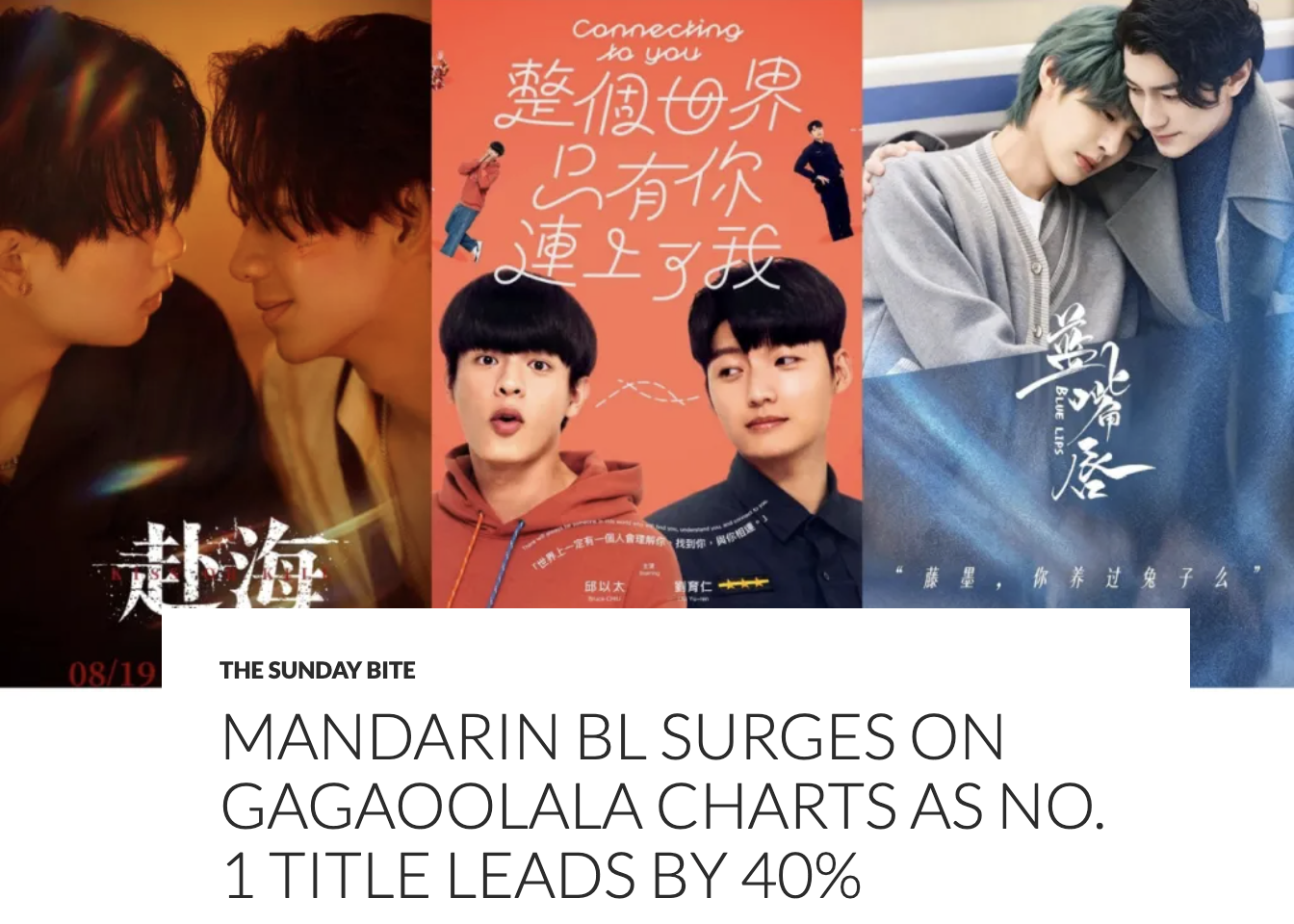 Mandarin BL Surges on GagaOOLala Charts as No. 1 Title Leads by 40%
