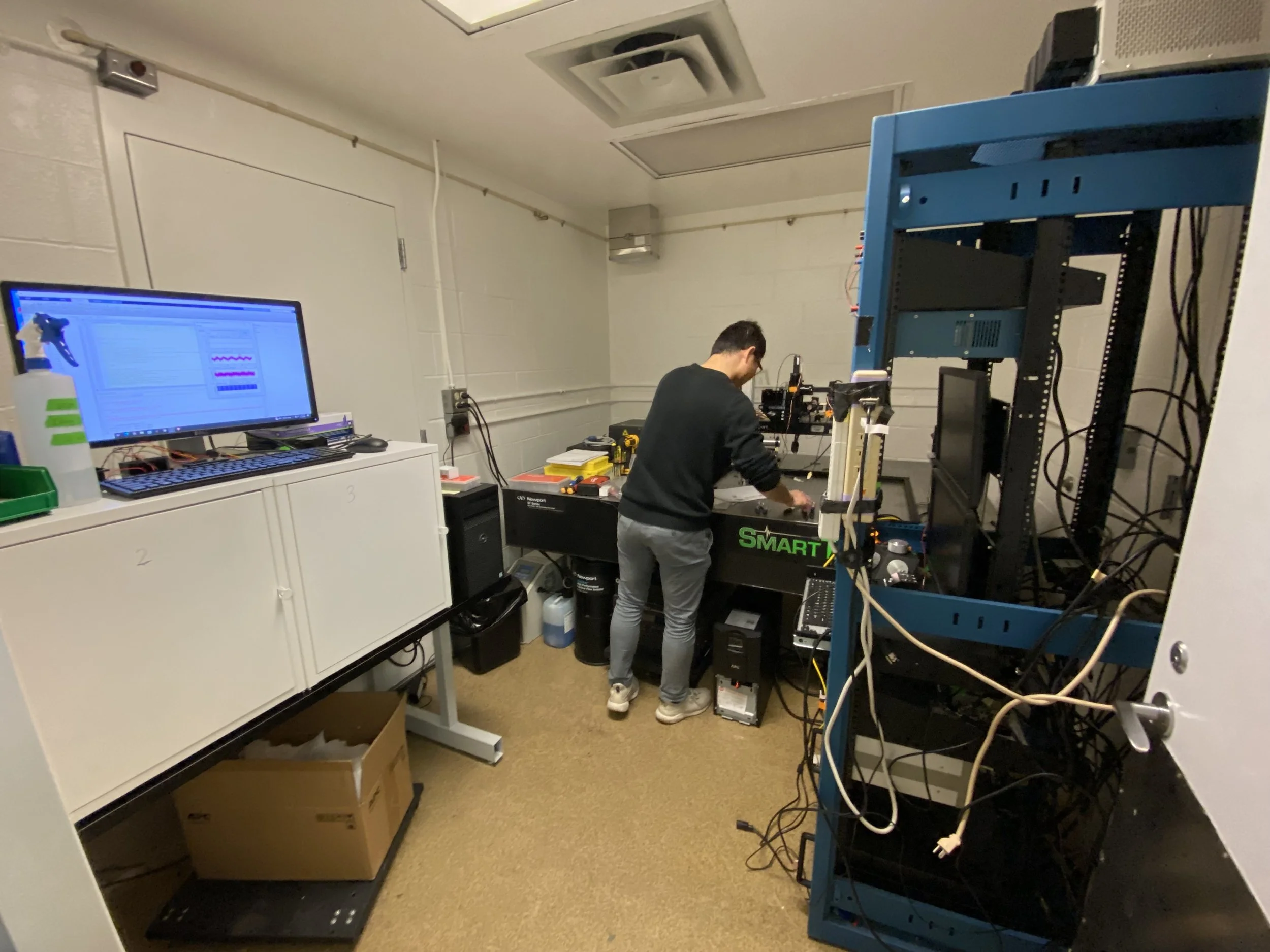 Lei is busy building the new in vivo 2p FLIM rig. Keep at it Lei!