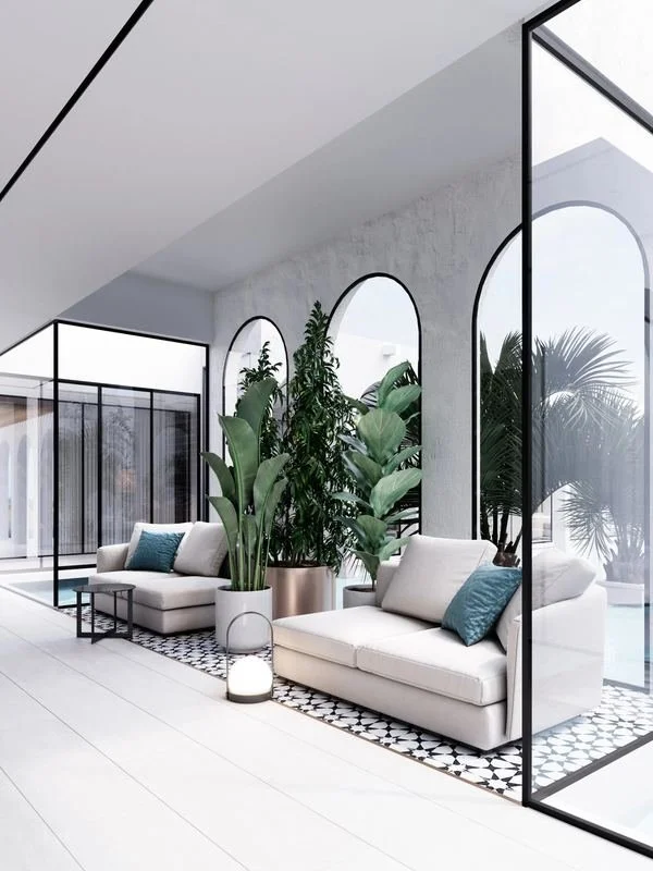 Al Ain Farm House · Al Ain — seating by the arched windows, second view