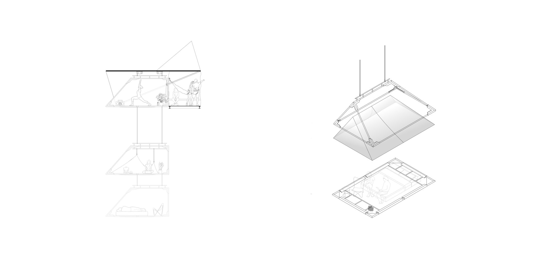 Floating Retreat - Elevation / Axonometric