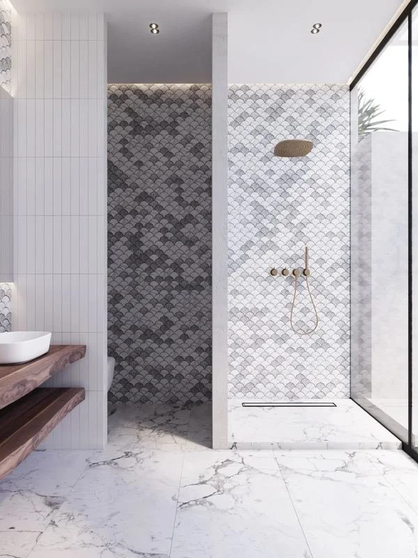 Al Ain Farm House · Al Ain — shower in stone tiles