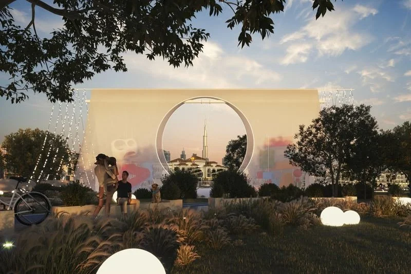 Al Wasl Nursery · UAE — families walking past the tent through the garden