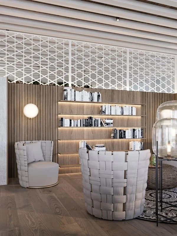 Al Ain Farm House · Al Ain — shelves and armchairs