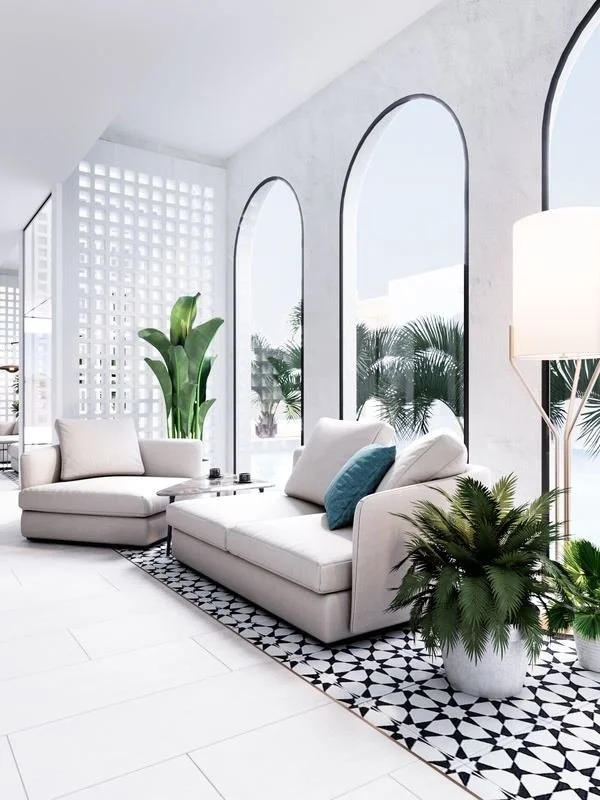 Al Ain Farm House · Al Ain — arched windows over a patterned floor