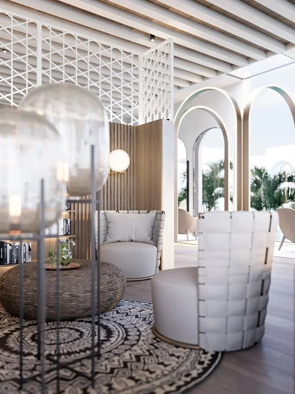 Al Ain Farm House · Al Ain — sitting area under the lattice