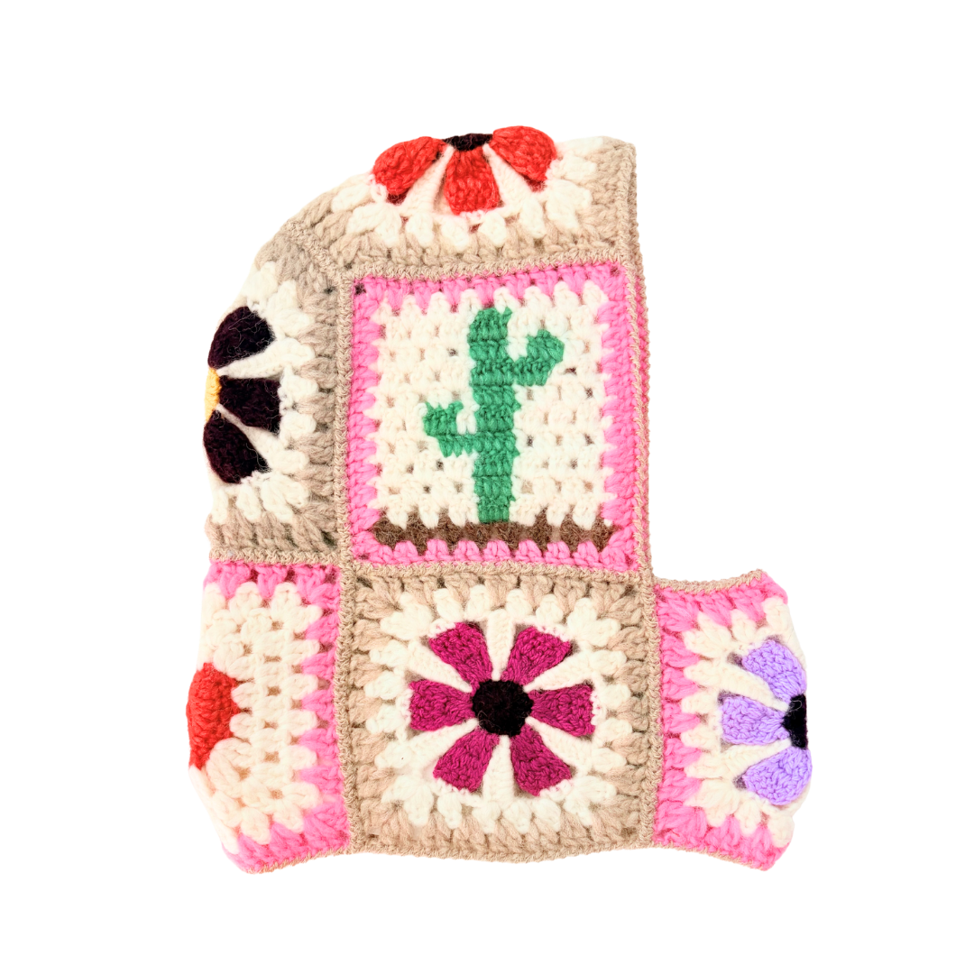 Cagoule crochetée cactus en laine d'alpaga
