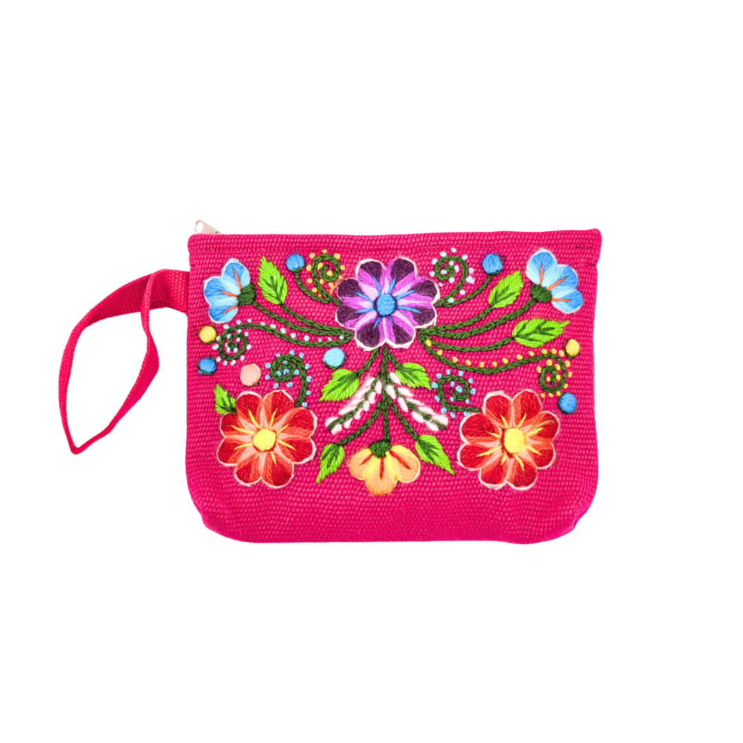 Pochette Ayacucho clutch fleuri original en laine d'alpaga