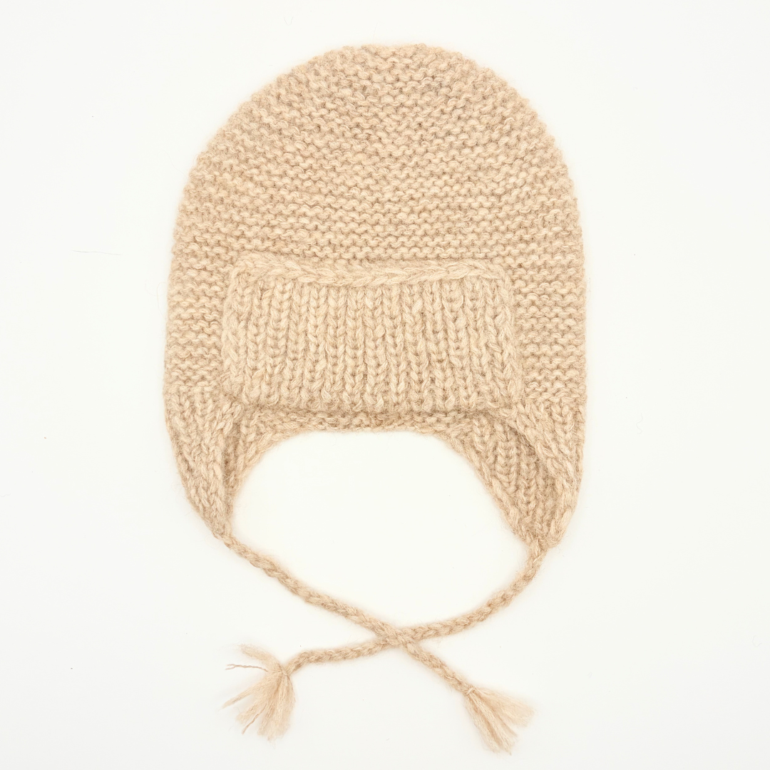 Bonnet bébé enfant cache oreille laine alpaga