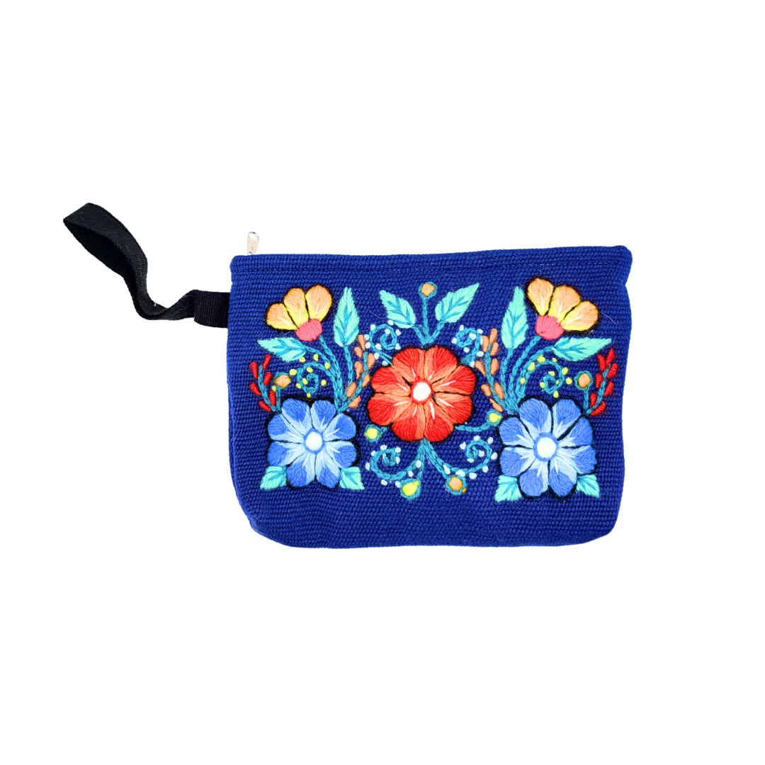 Pochette Ayacucho clutch fleuri original en laine d'alpaga