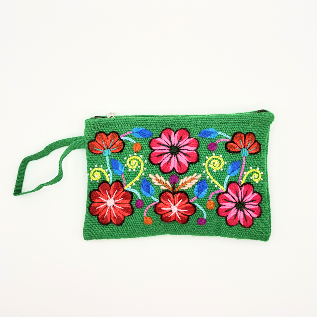 Pochette Ayacucho clutch fleuri original en laine d'alpaga