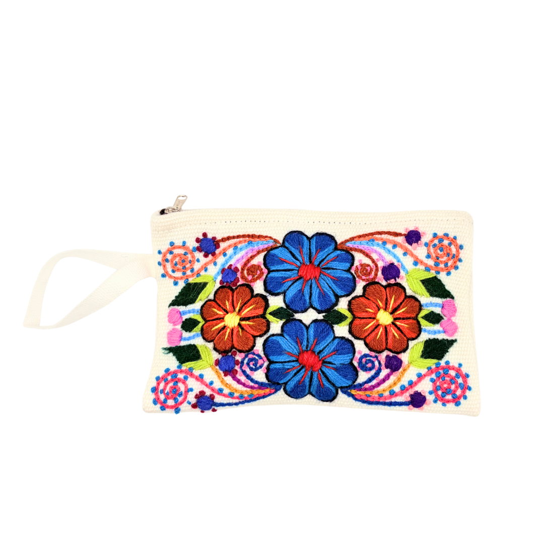 Pochette Ayacucho clutch fleuri original en laine d'alpaga