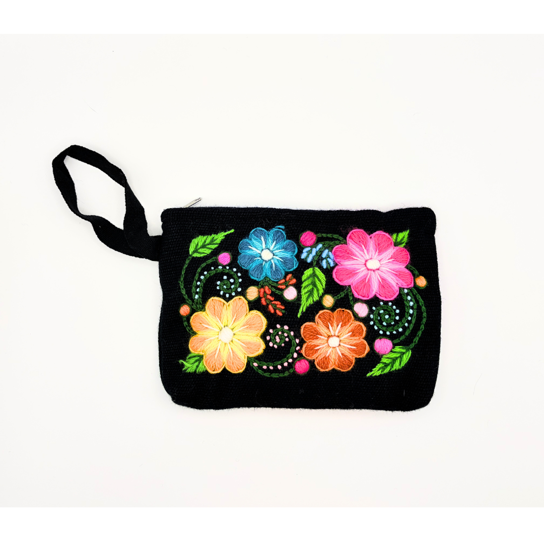 Pochette Ayacucho clutch fleuri original en laine d'alpaga