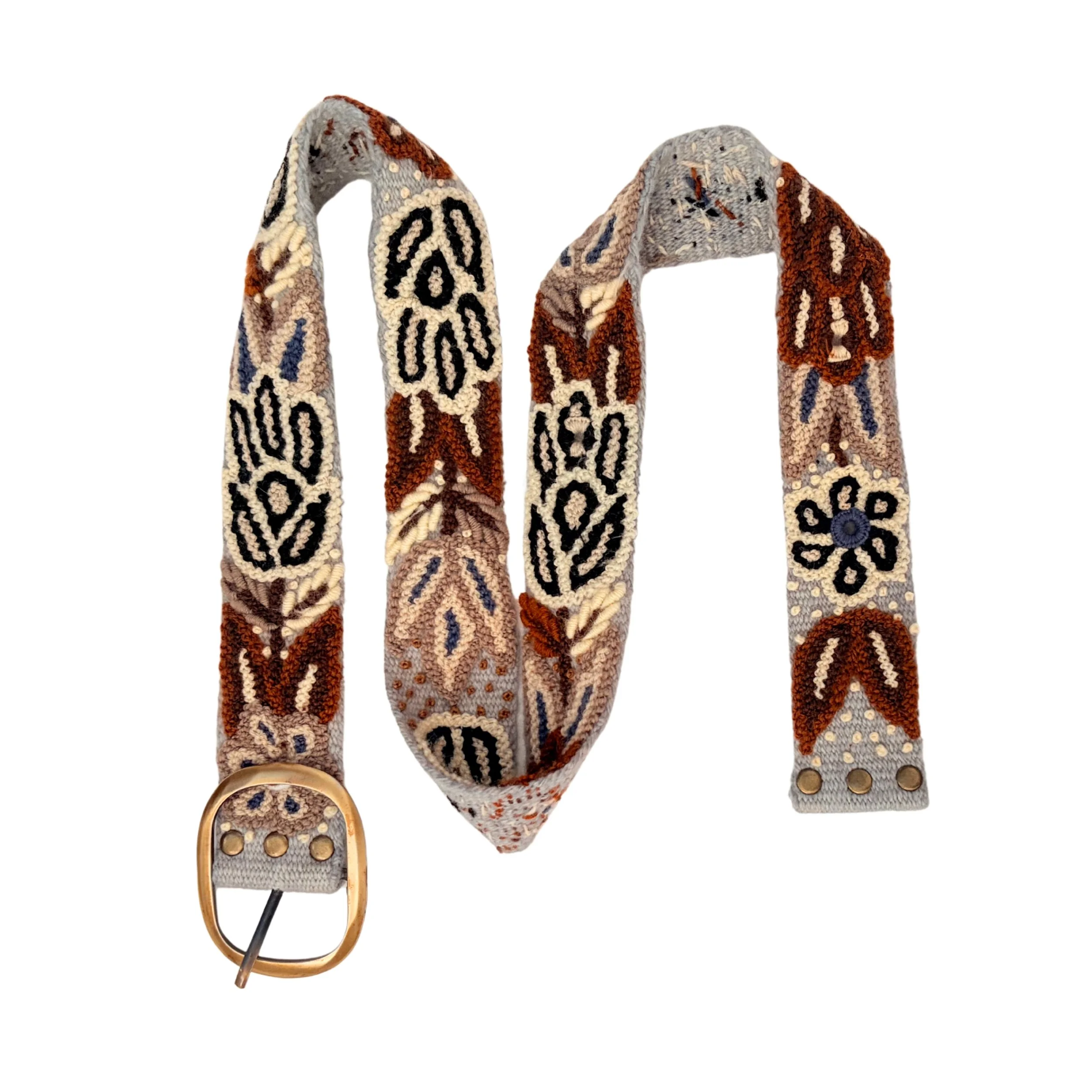ceinture brodée  fleurs casa poma griseJPG