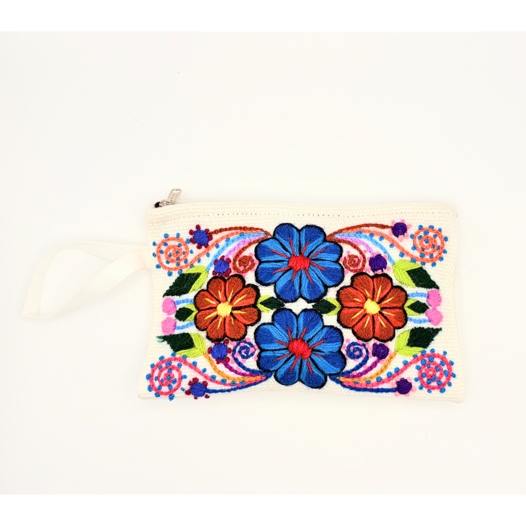 Pochette Ayacucho clutch fleuri original en laine d'alpaga