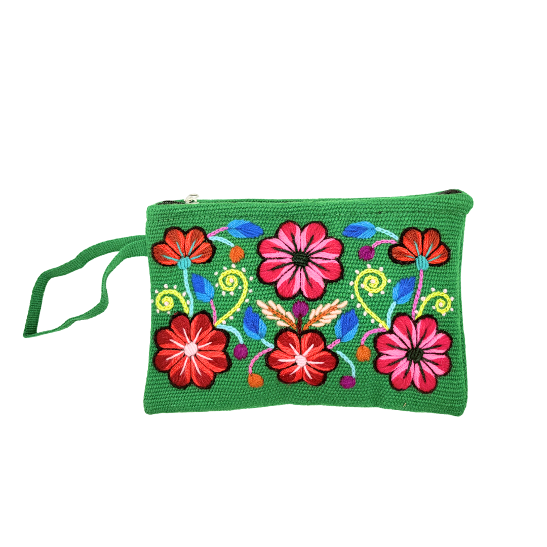 Pochette Ayacucho clutch fleuri original en laine d'alpaga
