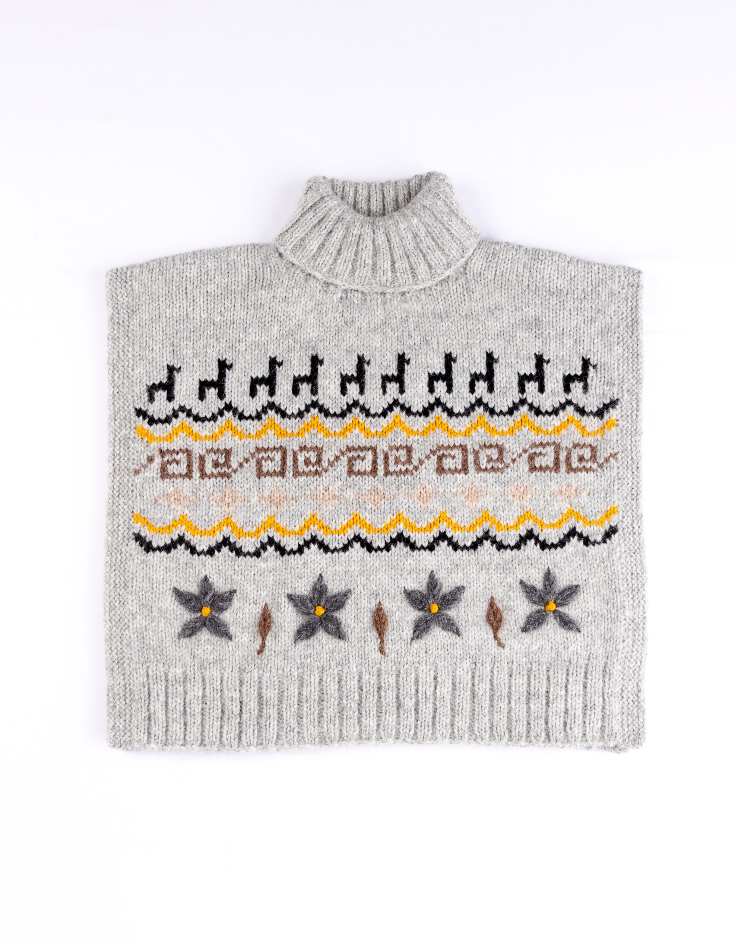 Poncho inca grey alpaca