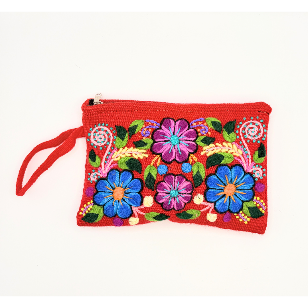 Pochette Ayacucho clutch fleuri original en laine d'alpaga