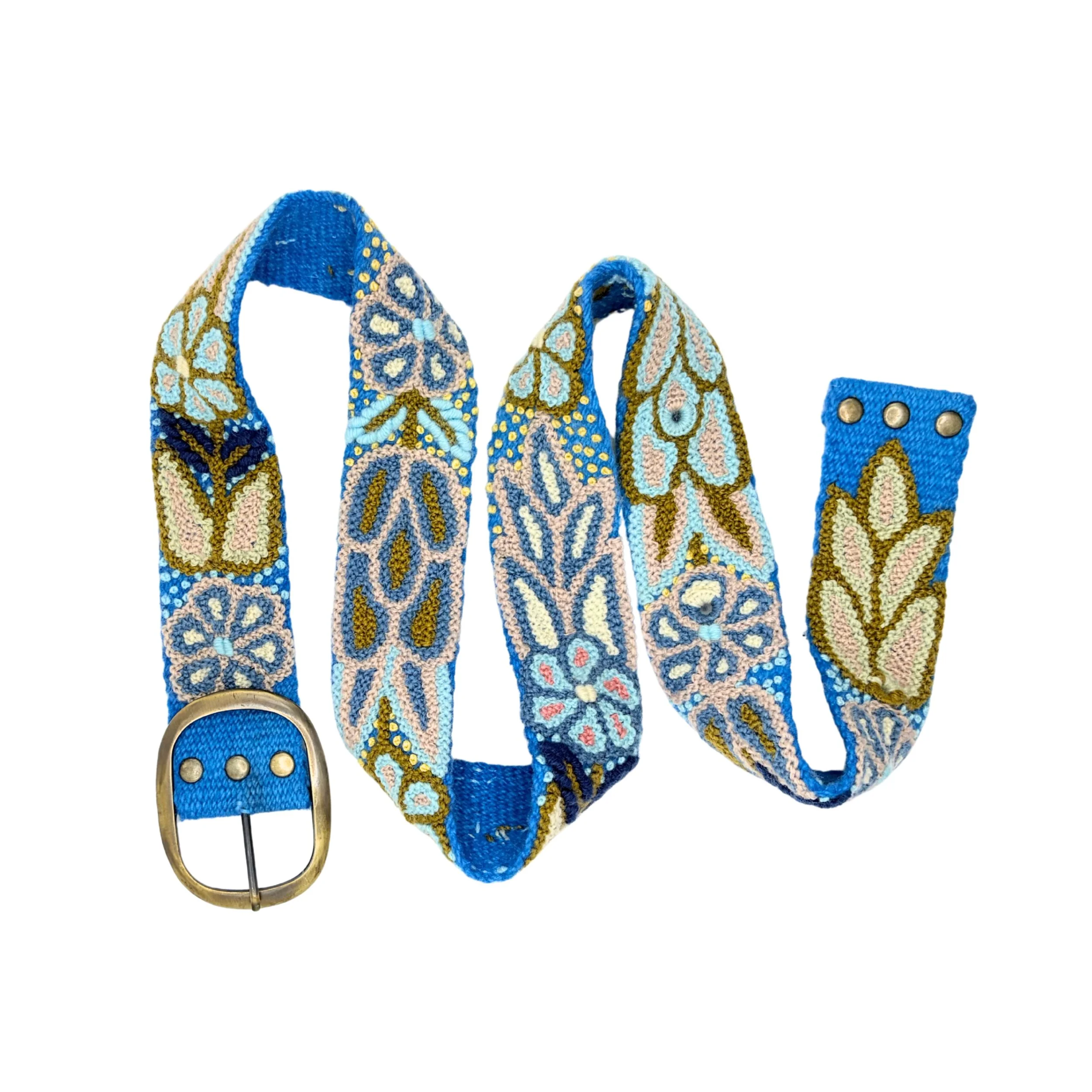 ceinture brodée  fleurs casa poma turquoiseJPG
