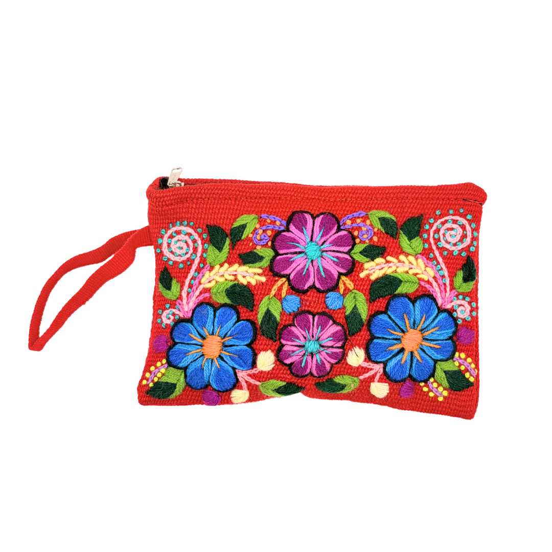 Pochette Ayacucho clutch fleuri original en laine d'alpaga