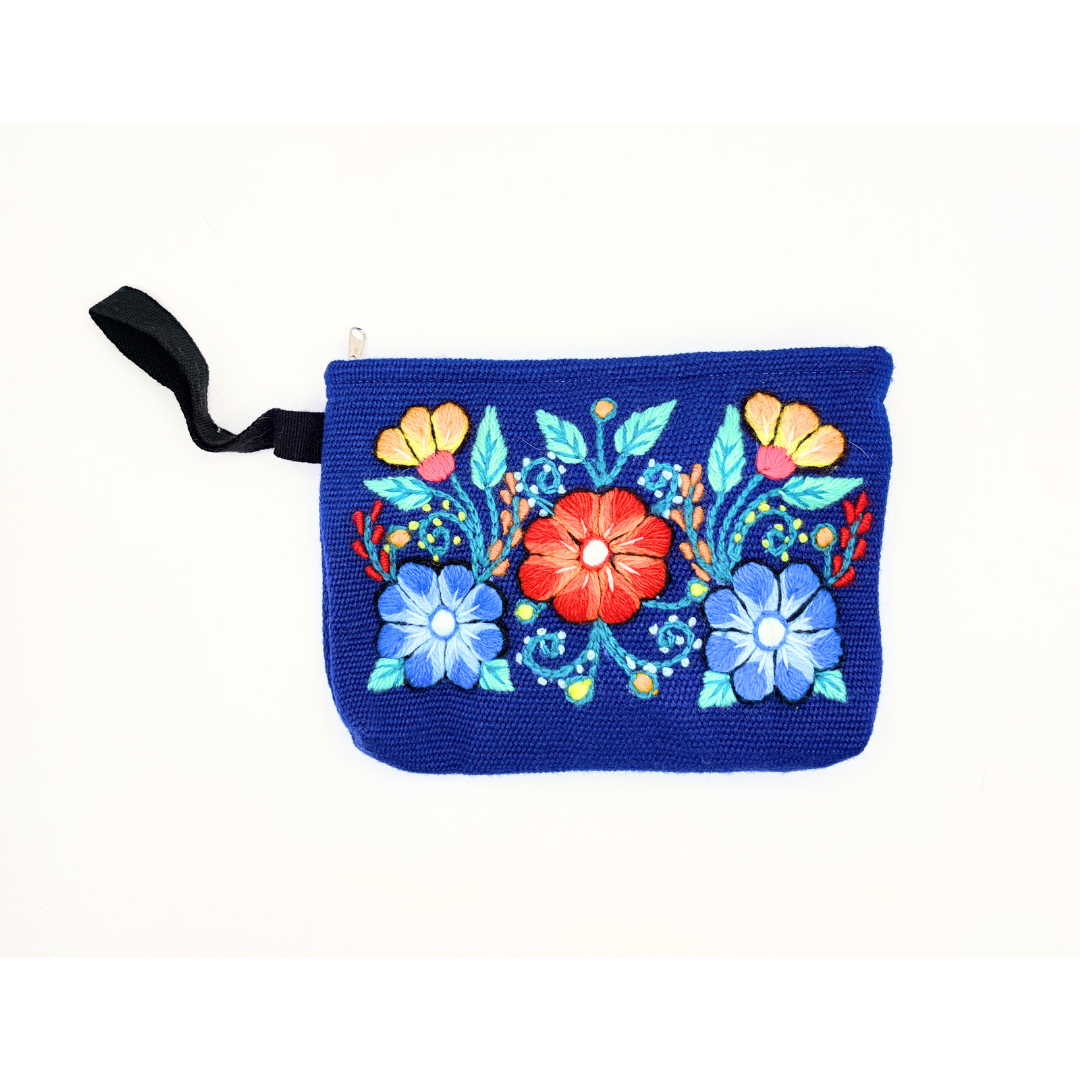 Pochette Ayacucho clutch fleuri original en laine d'alpaga