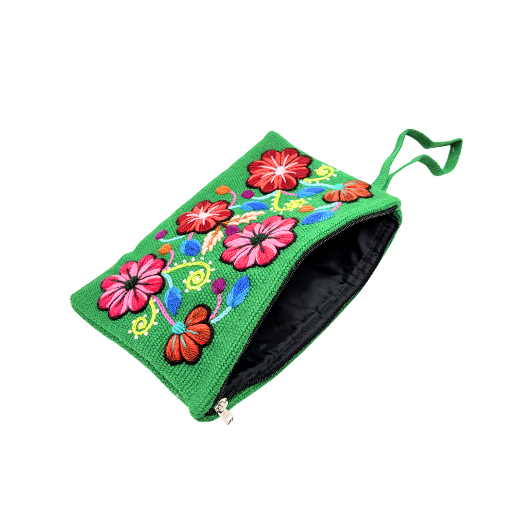 Pochette Ayacucho clutch fleuri original en laine d'alpaga