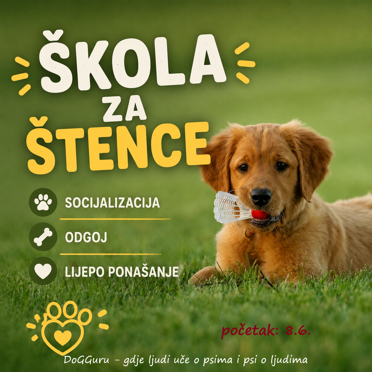 ŠKOLA ZA ŠTENCE - lipanj 2026.