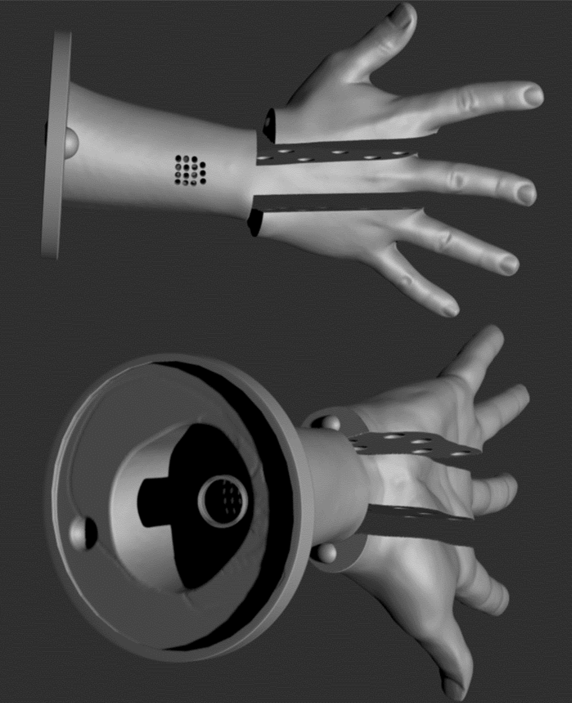 Male hand collapsible core, 3D scanned, then created on ZBrush.
(February 2024)