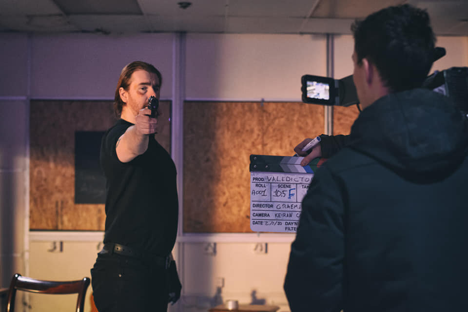 Behind the scenes of Valedictory. All makeup effects by Cara Beckett, sole credited make-up artist.
(Film released December 2022)